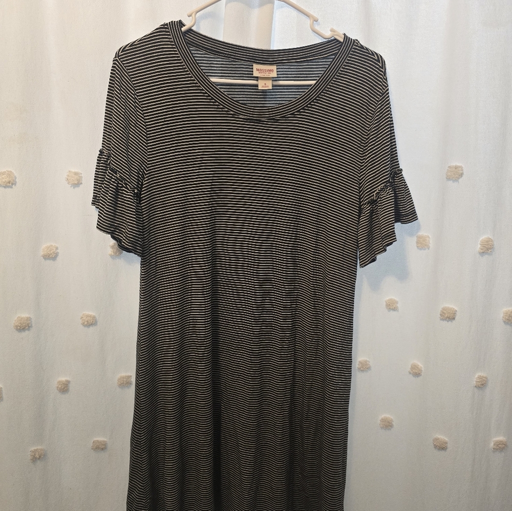 Mossimo Supply Co. Striped T Shirt Dress With Ruffle Sleeves Womens Size Small